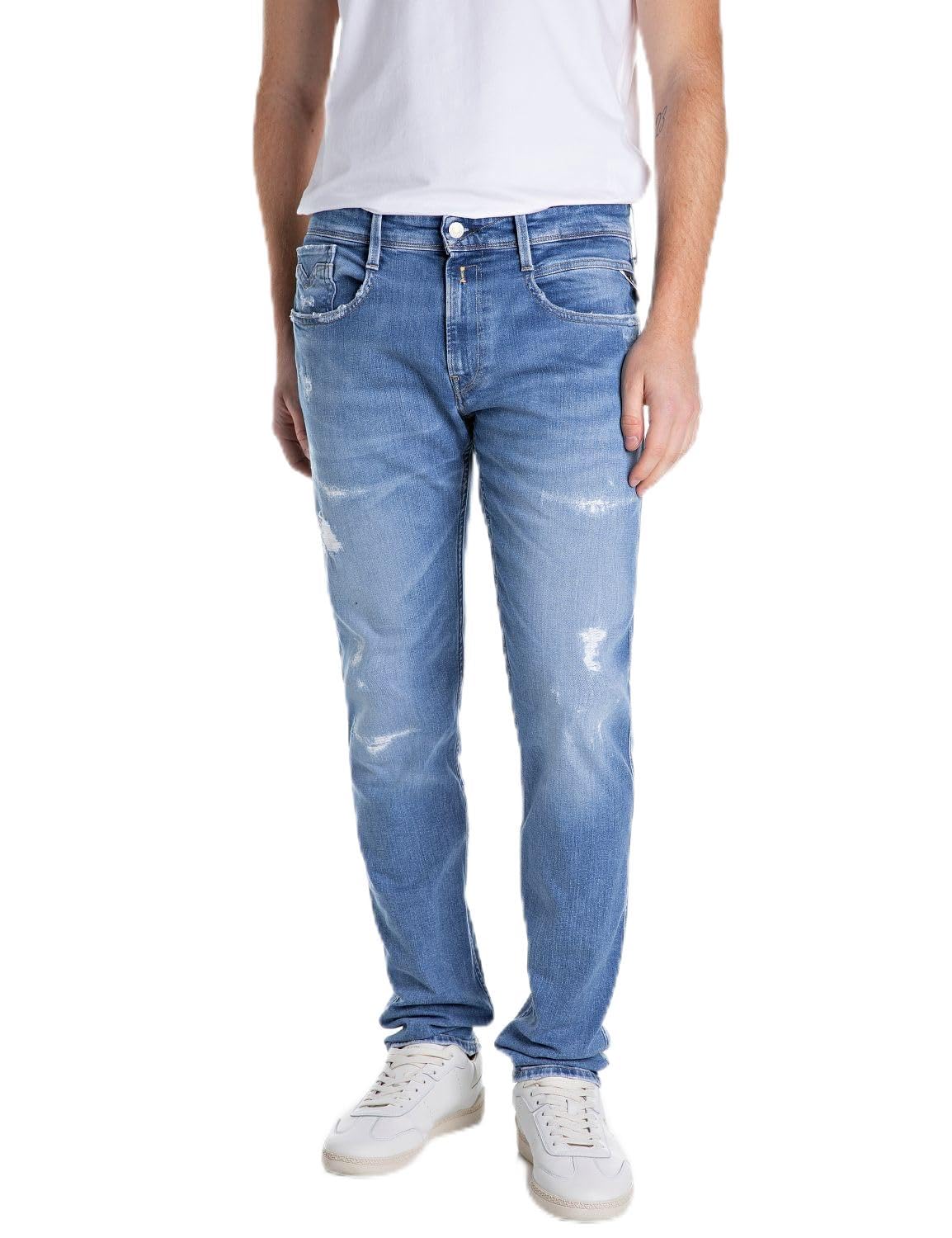 Replay Men's Anbass Eco Plus Jeans, 009 Medium Blue, 32 W/36 L
