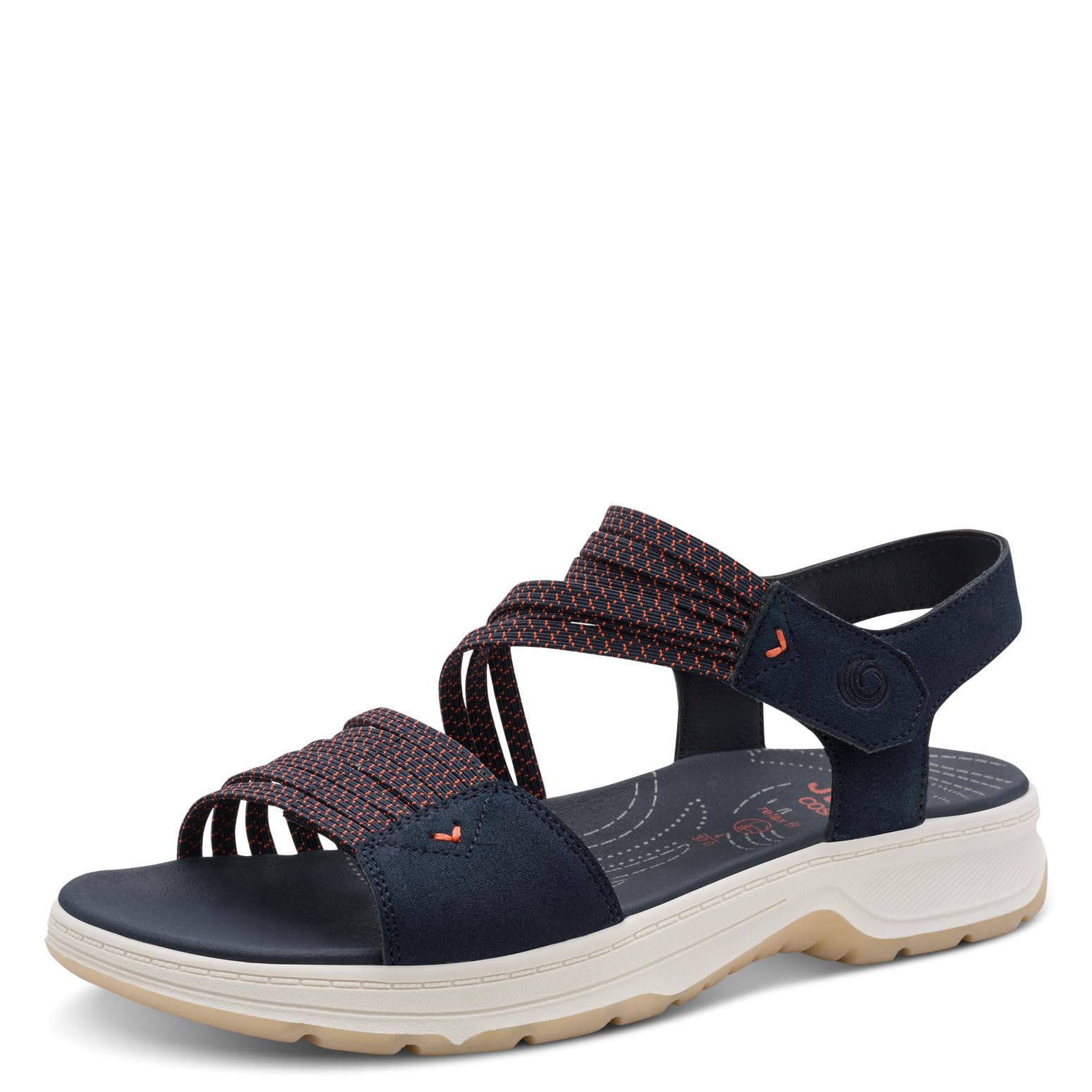 Jana Women's Coshy Sandal Flat 8-28661-46, Navy Orange, 6.5 UK