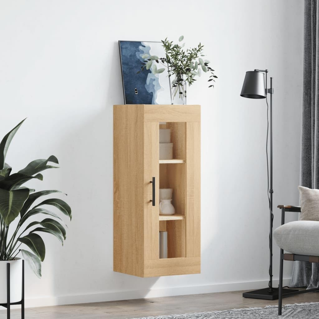 Mobile Pensile Rovere Sonoma 34,5x34x90 cm Armadio Vetro