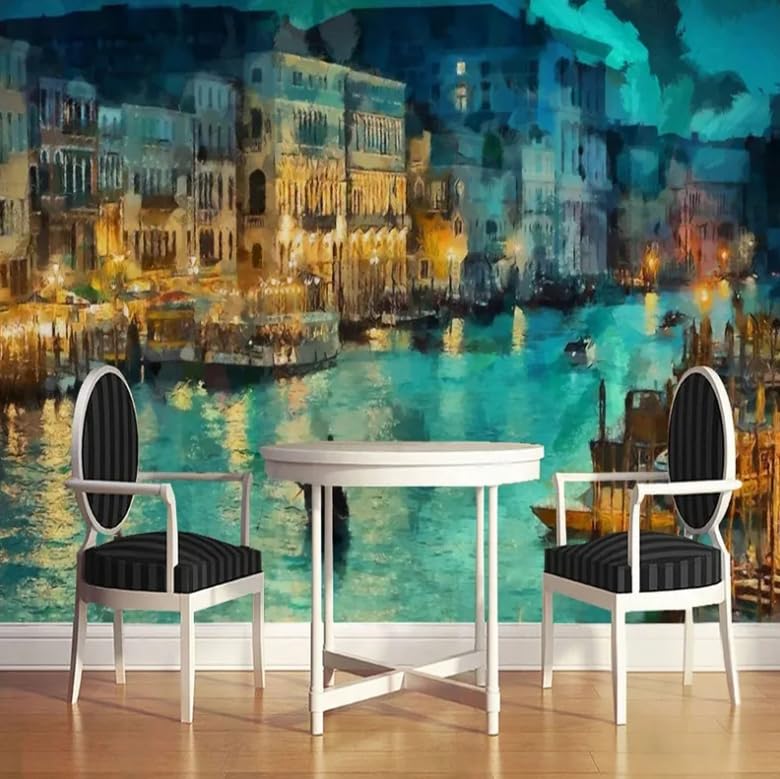 Papier peint Venise 3D nuit romantique pour intérieur cosy