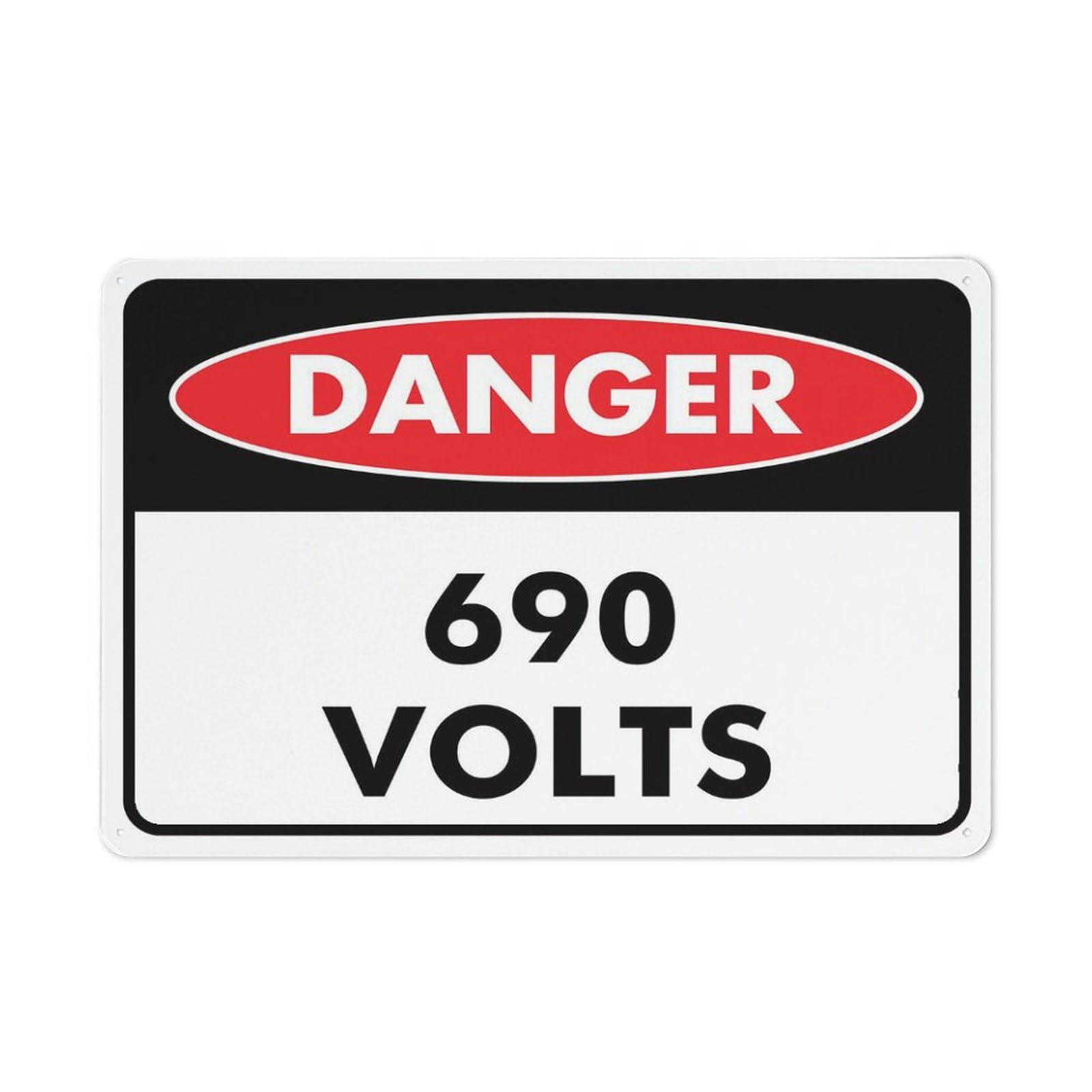 Danger - 690 Volts Sign for Business, 8x12 Inch Rust-Free UV-Printed Aluminum, 4 Pre-Drilled Holes, Durable & Weatherproof