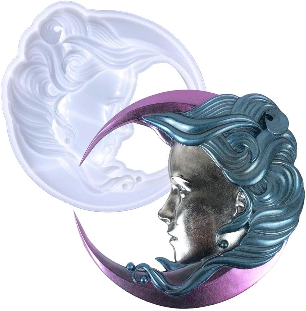 SurakeyMoon Girl Wall Decoration Mould Resin Moon Girl Wall Ornament Mould DIY Art Wall Glass Window Moon Mould for Christmas Halloween Party Home Mall Cafe Decoration Background Props