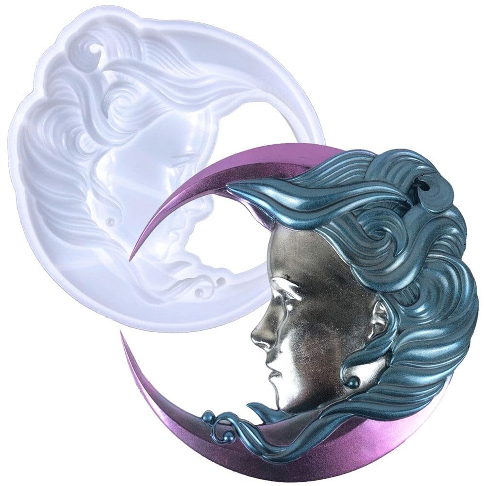 SurakeyMoon Girl Wall Decoration Mould Resin Moon Girl Wall Ornament Mould DIY Art Wall Glass Window Moon Mould for Christmas Halloween Party Home Mall Cafe Decoration Background Props