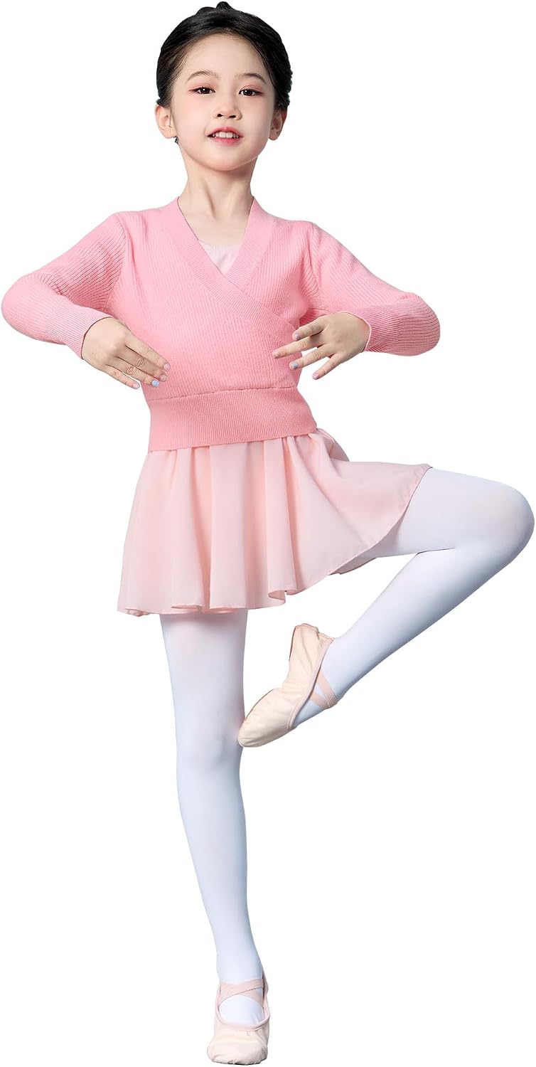 Dayrose Girl's Ballet Sweater, Soft Long Sleeve Girls Active Sweater, Pullover Girls Dance Sweater for Ballet/Warm Ups