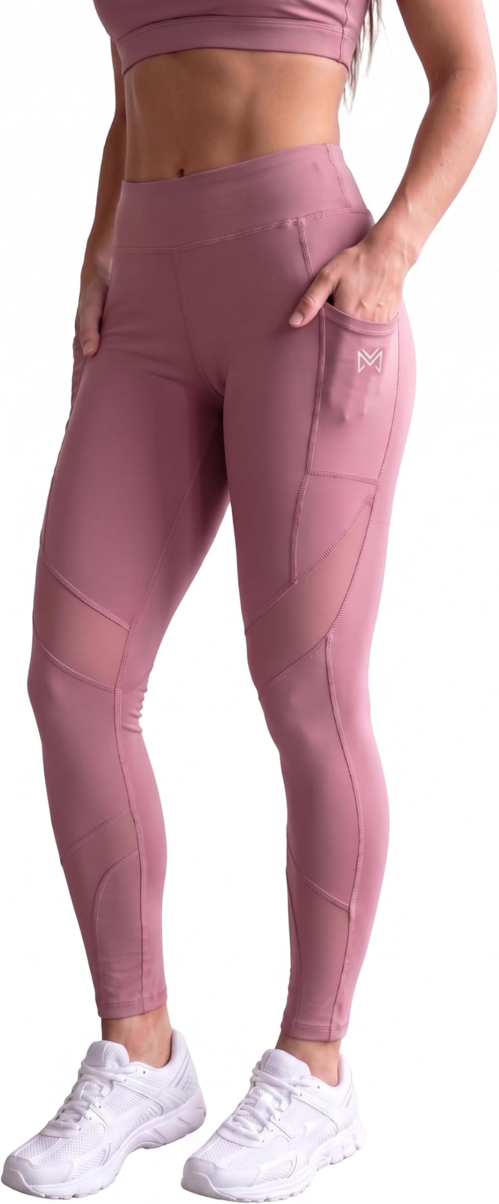 Mehrang Women's Stretch Workout Pants Tights Mesh Mesh Side Pockets