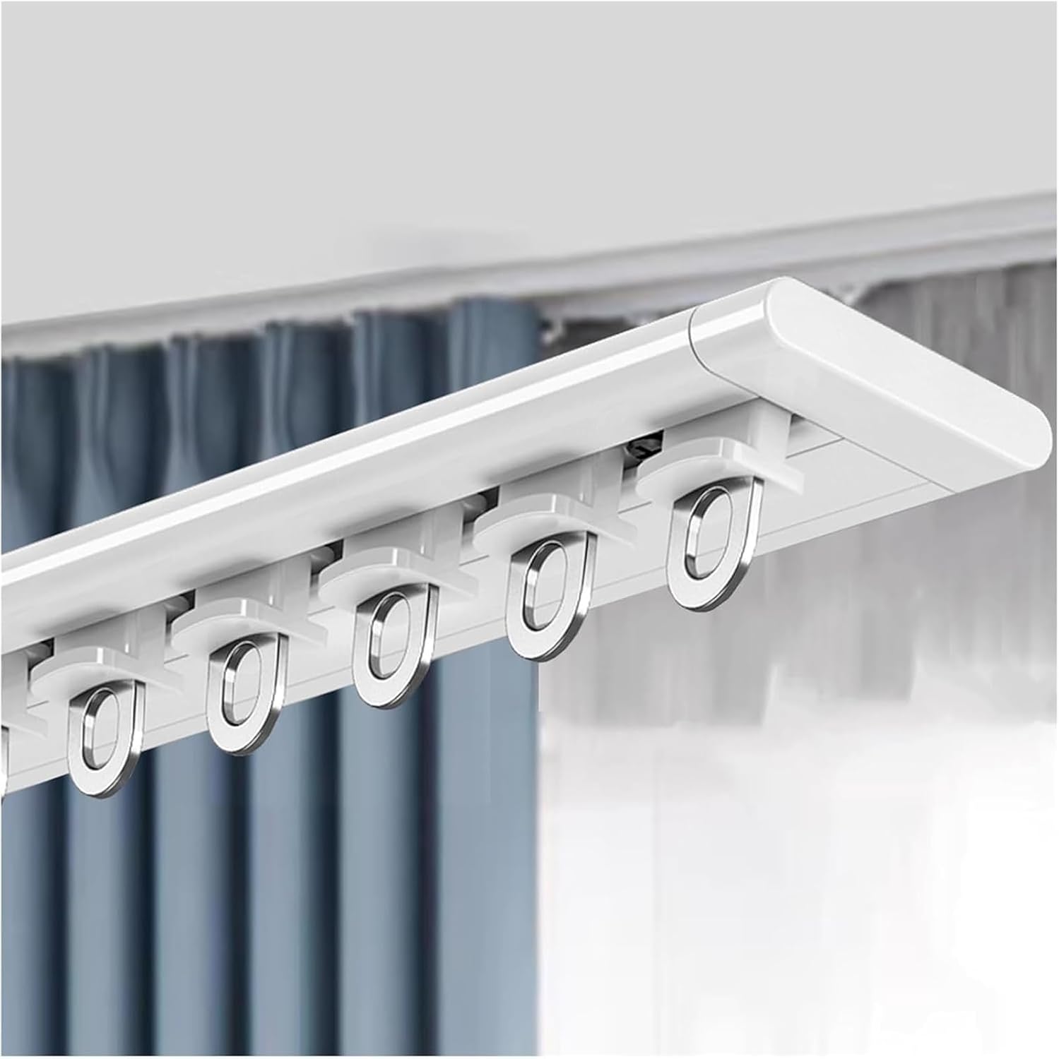 Ultra-Thin Aluminum Curtain Track, 1m-6m Adjustable Ceiling Rail, Silent Room Divider & Window Privacy Solution (Size: 2m/6.6ft)