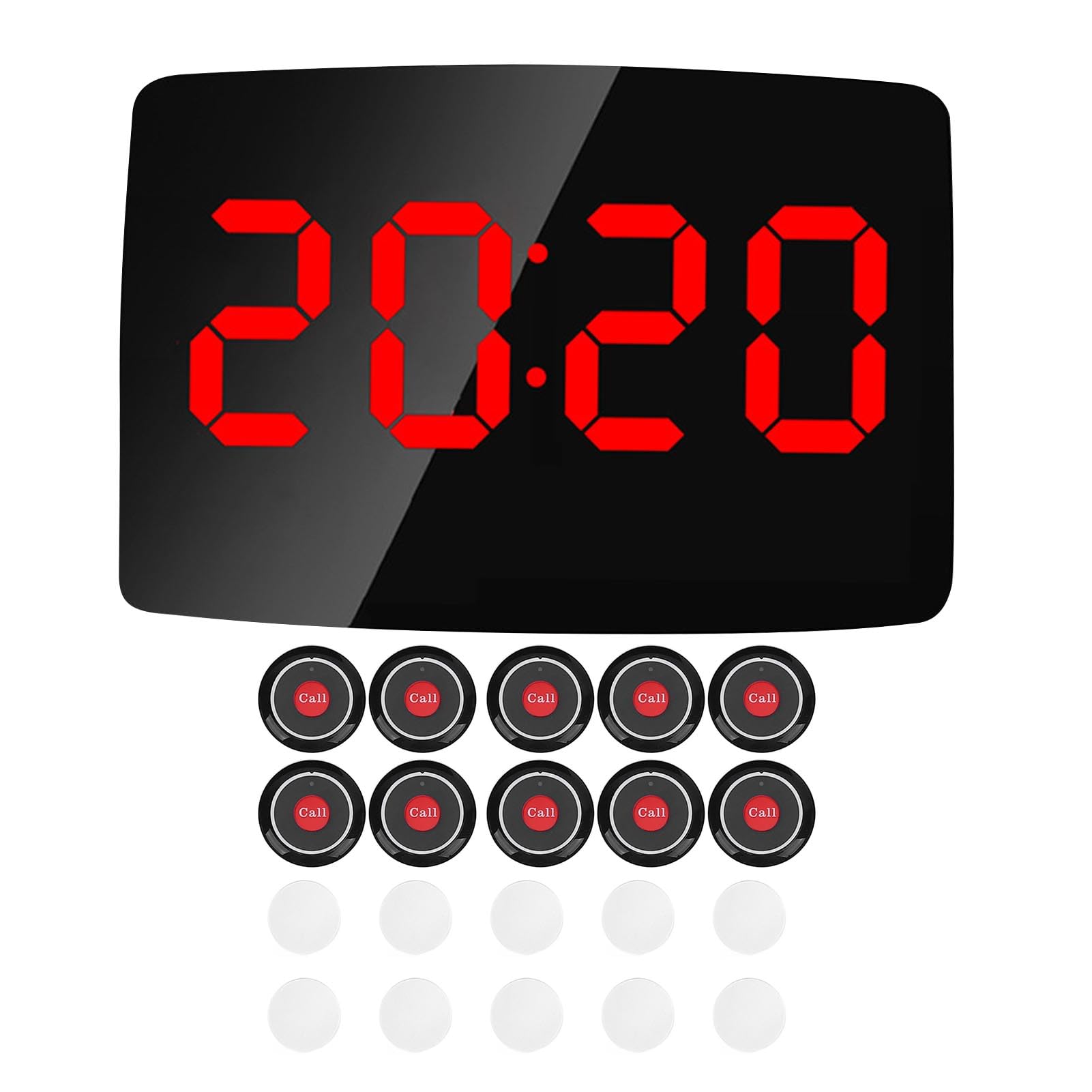 Wireless Calling System with Display Nurse Pager, 10 Buttons 400 Capacity Large Screen 30 Volume Levels IPX4 Rainproof for Clinic Restaurant Nursing Home (US Plug)