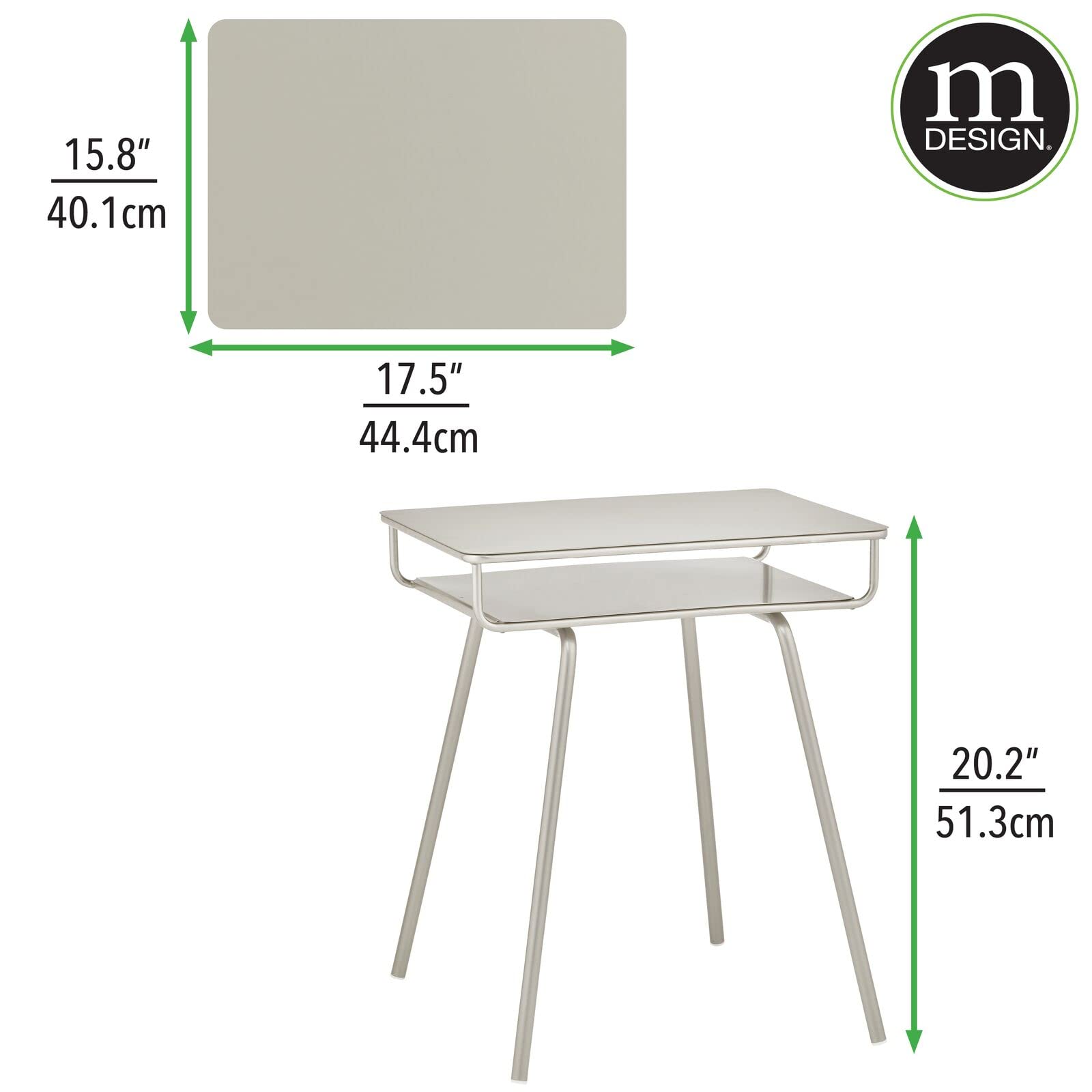 mDesign Small Steel Modern Industrial Side Table with Storage Shelf, 2-Tier Metal End Table, Nightstand - Accent Furniture for Living Room, Bedroom, Office, Dorm Room - Citi Collection - Satin