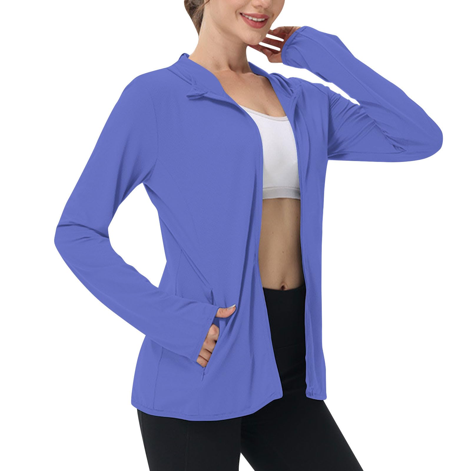 Sun Jacket for Women UPF 50+ Lightweight Athletic Jacket Sun Protection Full Zip Hoodies Shirts Hiking Outdoor Pockets — view 24