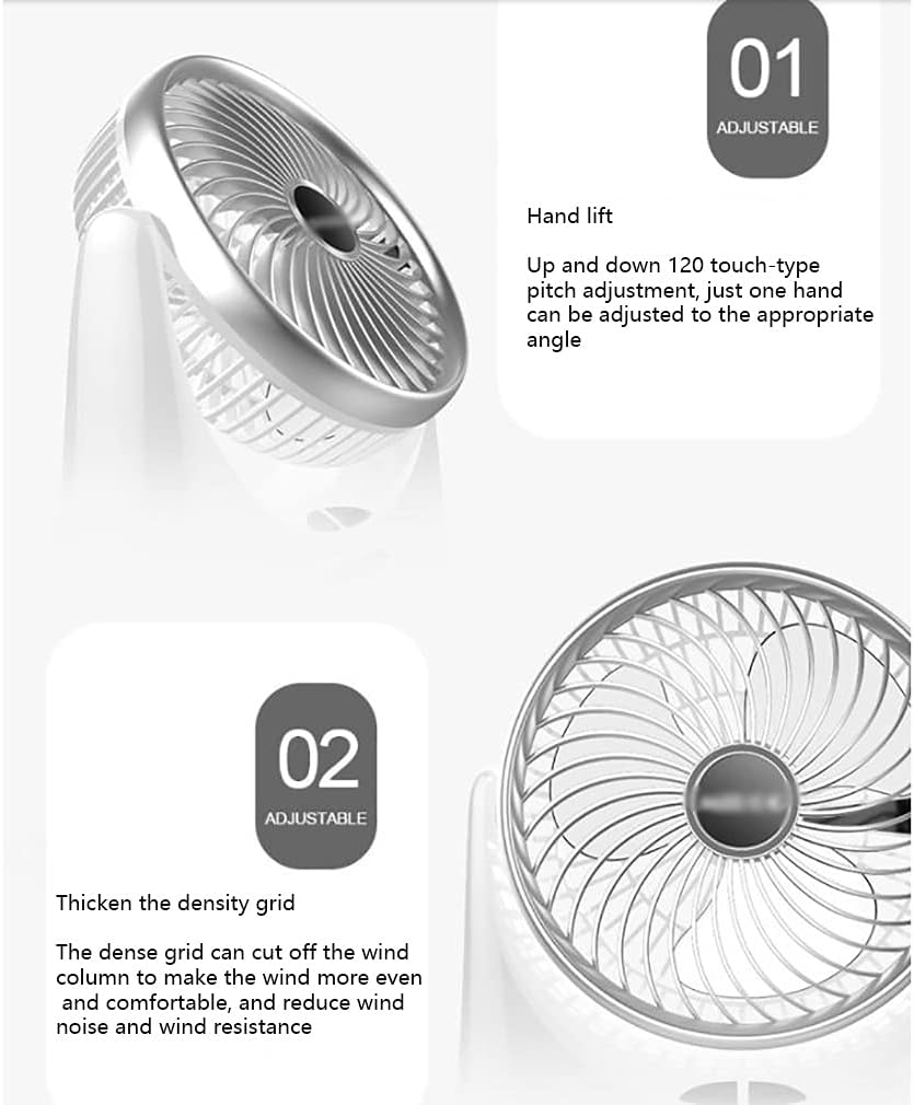 Small Fan USB Powered and Battery Operated Fan 3 Speeds Wind Small But Powerful for Home Bedroom Office Desktop Fan (Color : White) (White)