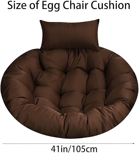 Miniatura 7 de Cojín de repuesto para silla de huevo, café, reemplazo de cojín redondo para silla de columpio, cojín de asiento de silla de hamaca, cojín de