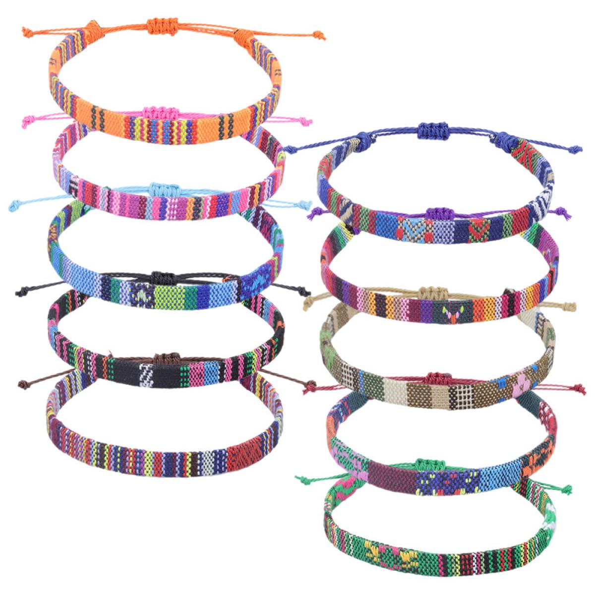 SOLUSTRE Lot de 10 Bracelets en Tissu Tressé Style Ethnique Rétro