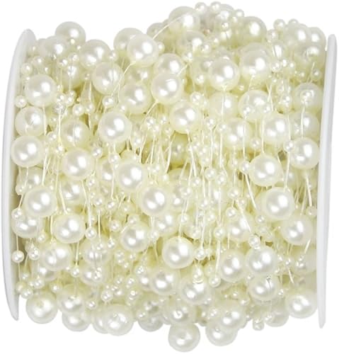 Miniatura 2 de Bingcute Línea de pesca de 100 pies, perlas artificiales, cadena de cuentas, guirnalda de flores, decoración de fiesta de boda, suministros de fiesta