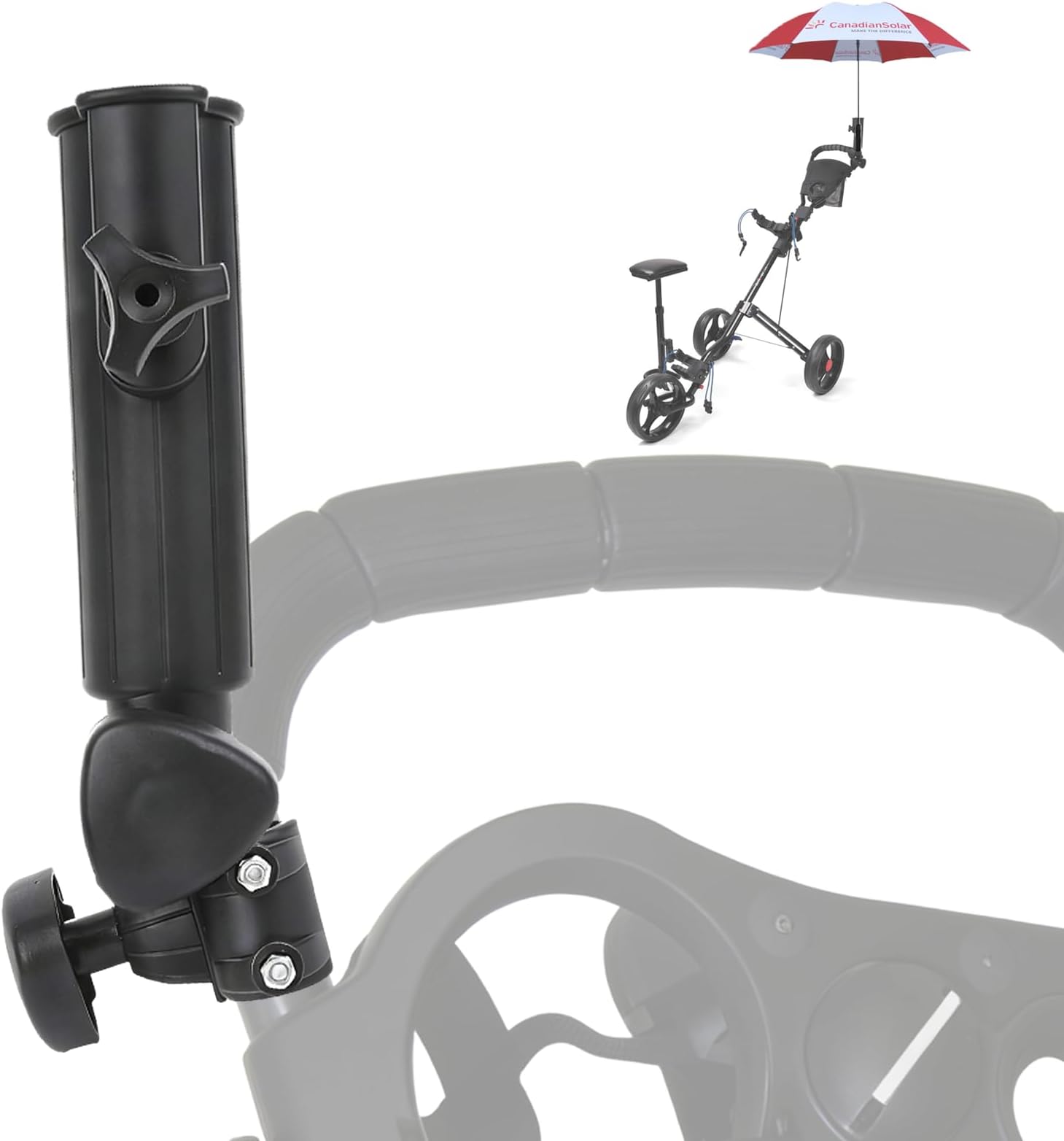 Universal Umbrella Holder, 15mm 25mm 30mm Optional Handle Connector Sizes for Golf Cart, Bike, Baby Stroller, Fishing Beach Chair, Wheelchair