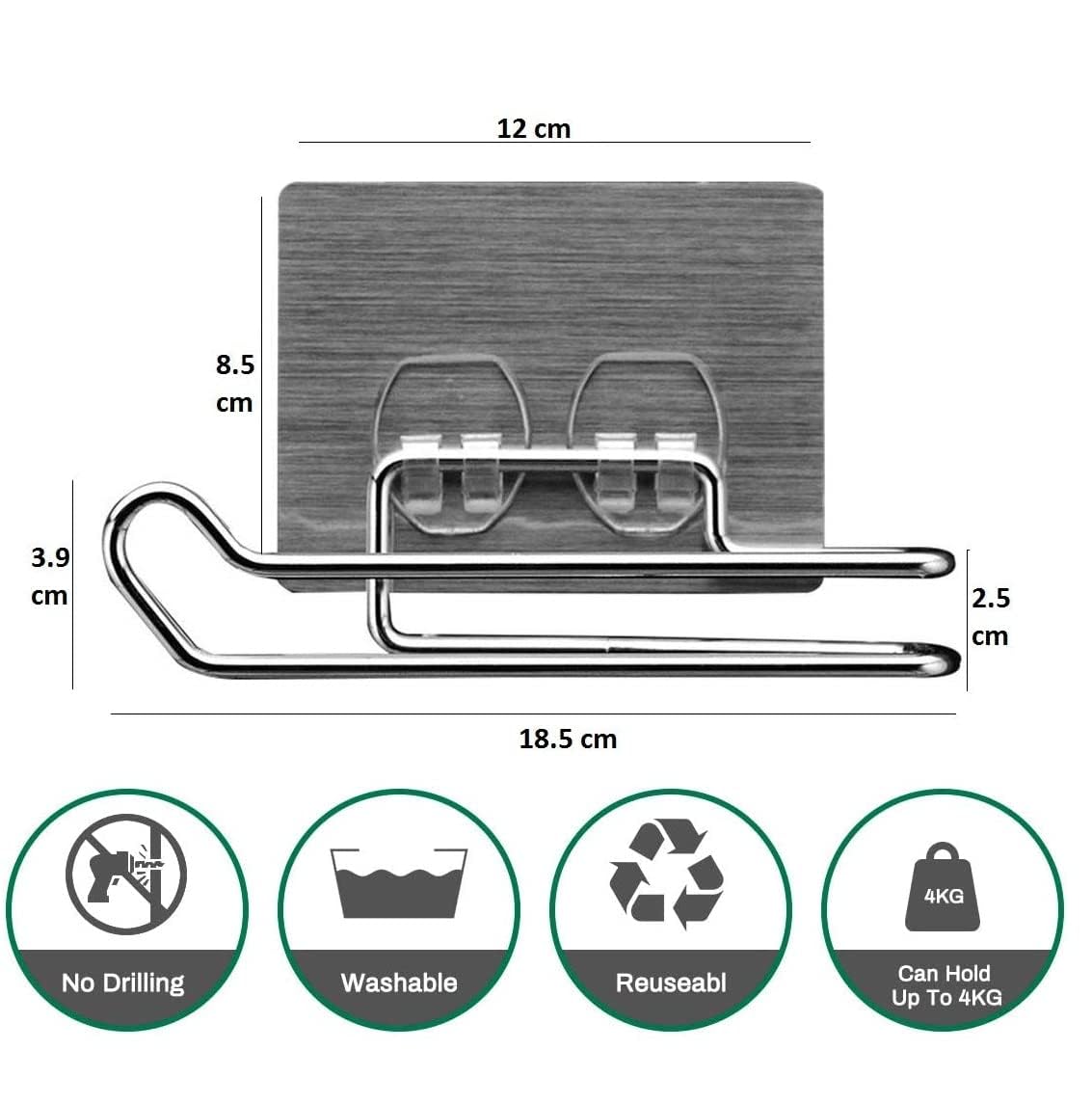 XENOTY Strong Self Adhesive Magic Sticker - Bathroom and Kitchen Hanging Racks Magic Sticker, Tissue and Towel Rack Hanging Adhesive Sticker - Only Sticker (Size No -112 (8 x 12 cm), 2) 4