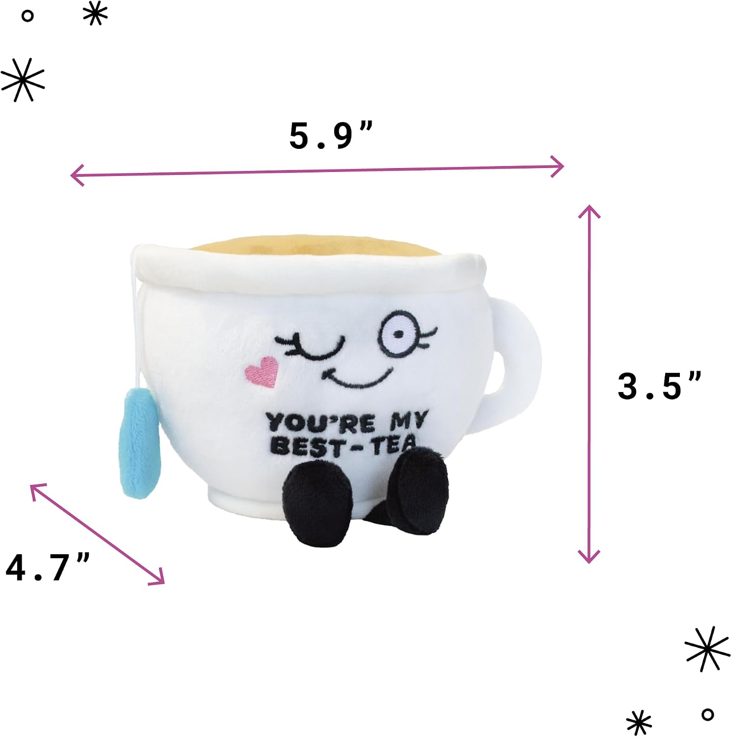 Punchkins Tea Cup Plushie - You're My Best-Tea Punny Teacup Plush, Gift for Best Friend, Food Plush Toy for Gifting image 5