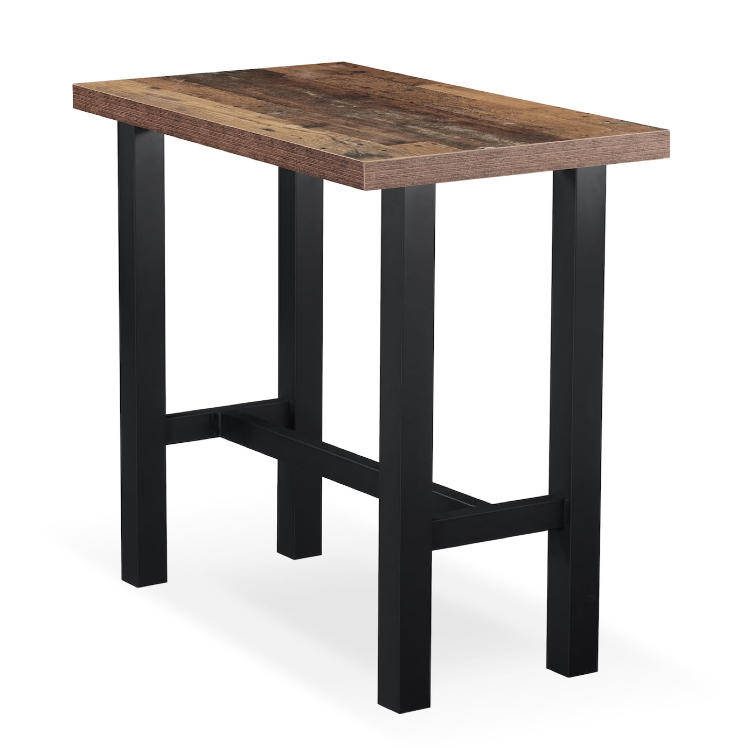 DUBI Möbel Bartisch Stehtisch LOTTE 120x60cm Industrial Design | Hochtisch Texas Eiche & Metall Schwarz | Stabiler Küchentisch & Bistrotisch | Massive 7,5cm Beine | Ideal für Gastronomie & Zuhause