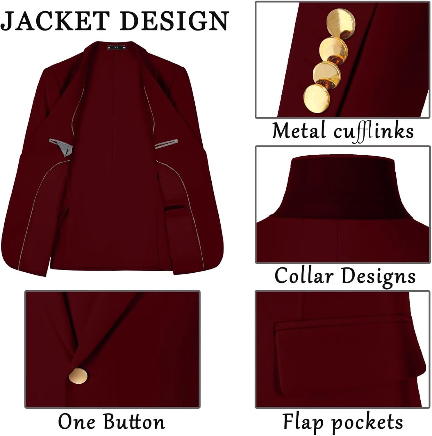 Men's Suits 3 Piece Slim Fit Tuxedo Suit One Button Double Breasted Men Wedding Prom Homecoming Suits Blazer Vest Pants - Image 2