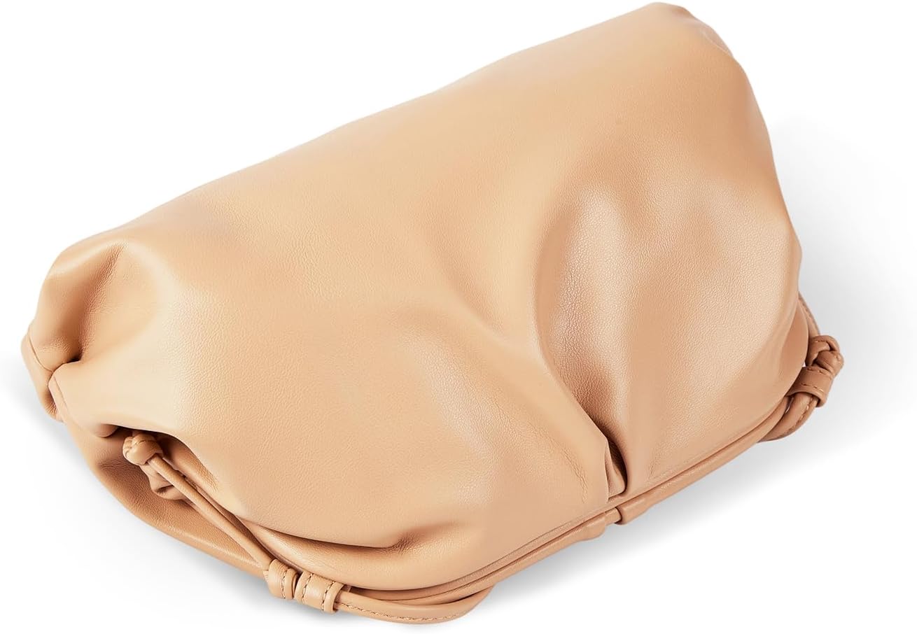 Huralona Dressy Pleated Vegan Leather Clutch Purse Super Soft Cloud Dumpling Clutch Bag for Women PU Evening Purse Handbag