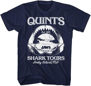 Jaws T-Shirt Quints Shark Tour Jaw Bone Boat Navy Tee