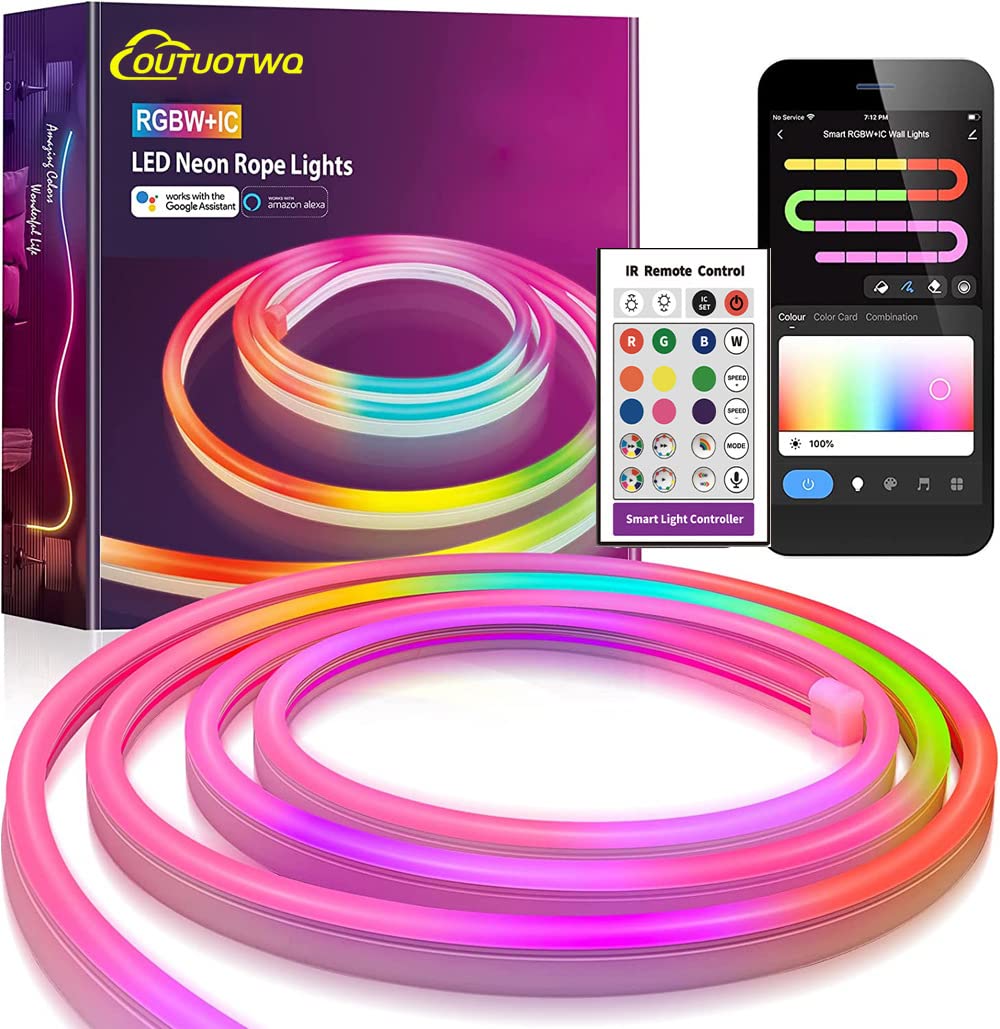 DOODZY 3M Striscia LED Neon, RGBIC Banda WiFi Intelligente Silicone Multicolore Impermeabile IP67 Compatibile con Alexa e Google Assistant Controllo APP Telecomando per Decorazione Camera Festa