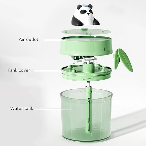 Miniatura 7 de Mini humidificador lindo panda 17.2 fl oz, humidificador de aire portátil, humidificación de aire alimentado por USB para escritorio, dormitorio,