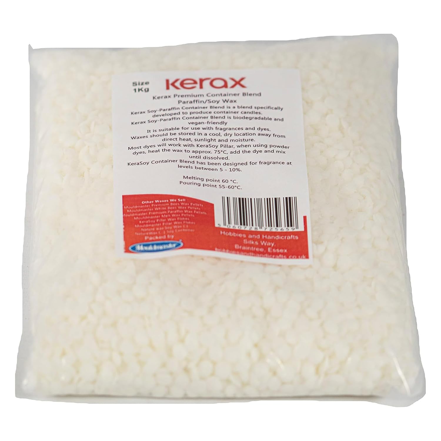 Mouldmaster Off White Kerax Premium Container Blend Paraffin/Soy Wax 1Kg,