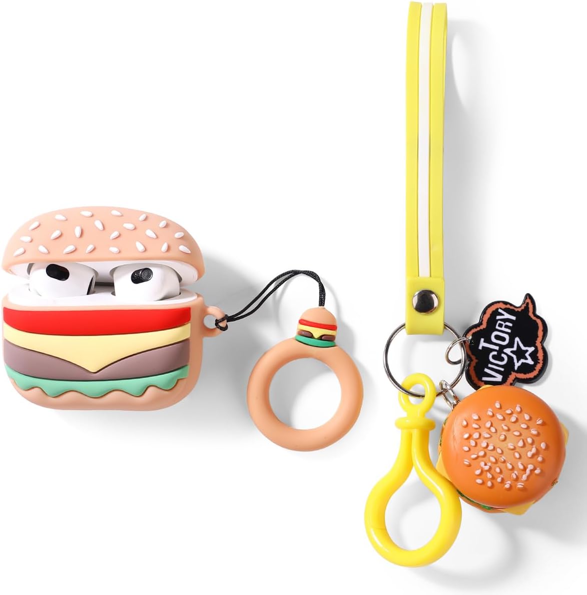 Case for AirPods 3rd Generation Earbuds with Doll and Anti-Lost Lanyard Keychain, Silicone Charging Shockproof Protective Cover with 3D Cartoon Skin Design for AirPods 3 image 4