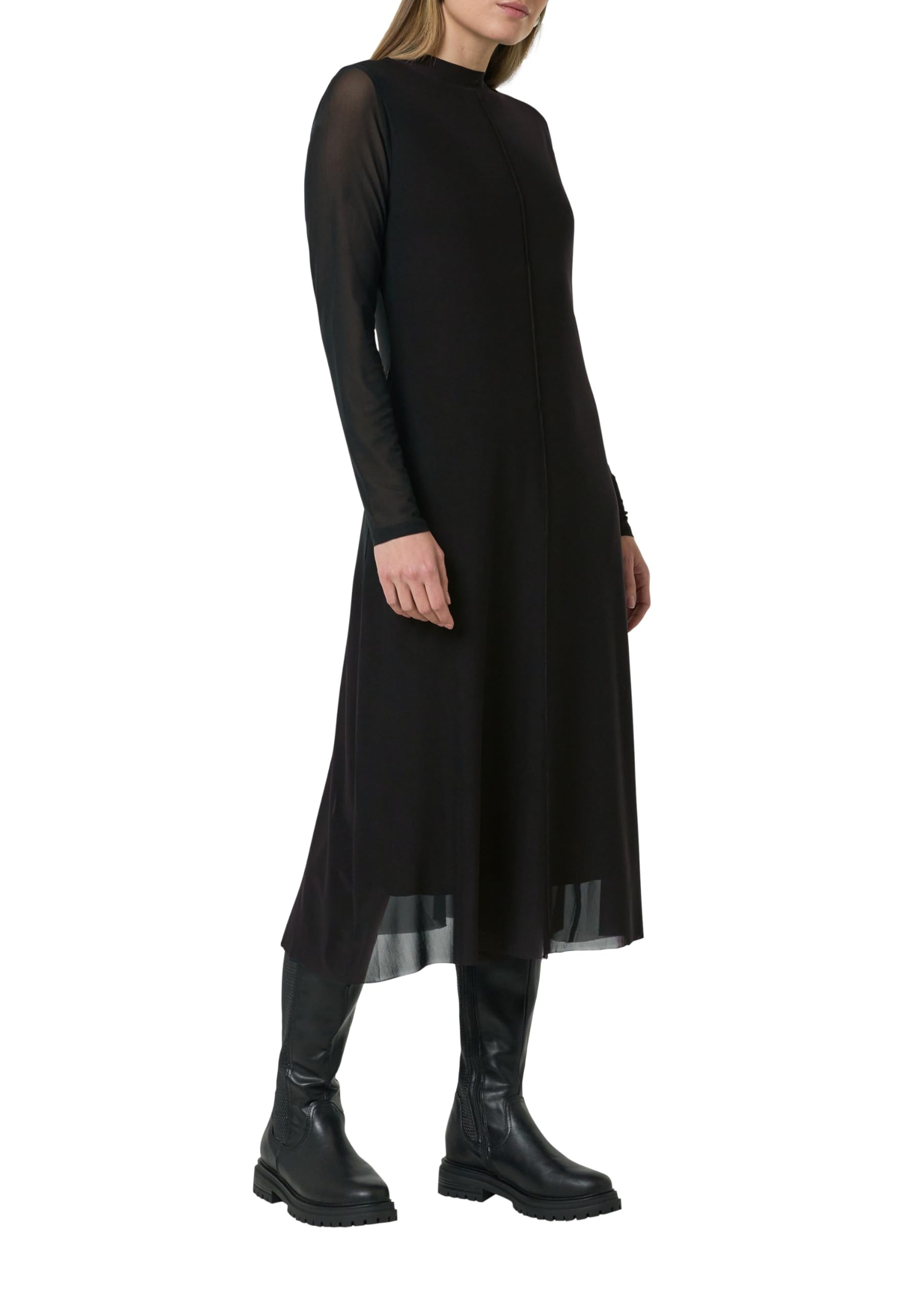 Comma Hochgeschlossenes Midi-Kleid aus Mesh
