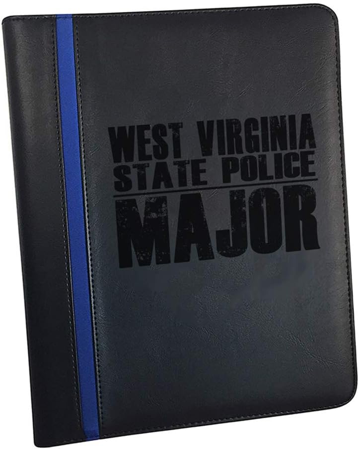 West Virginia State Police Second Lieutenant Police Padfolio Notepad Holder - Thin Blue Line Portfolio with Police Officers Prayer Print & 3 Police Laptop Stickers and a Police Car Magnet