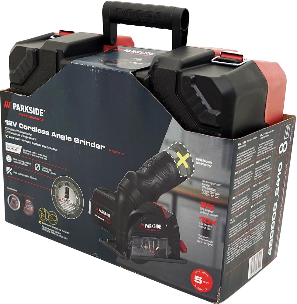 HEADNMORE® Bundle Parkside Performance PPWSA 12 - Amoladora angular con batería (12 V, incluye llavero)