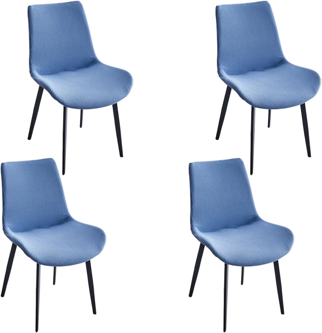 Lounge Armless Chair Cover Mid Century Modern Dining Chair Covers Printed Shell Chair Cover Curved Back Chair Cover for Kitchen, Office, Dining Room and Living Room,Blue,4pcs