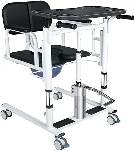 Patient Lift Transfer Chair for Elderly and Home, Portable Adjustable Height Nursing Wheelchair