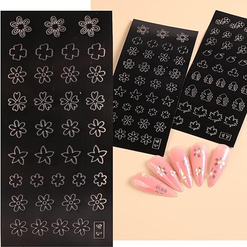 12 Sheets Airbrush Nail Art Stickers Stencil French Butterfly Flower Moon Star Christmas Nail Decals Printing Template Stencil Tool Self-Adhesive Diy Nail Designs Nail Art Decorations #TOP6