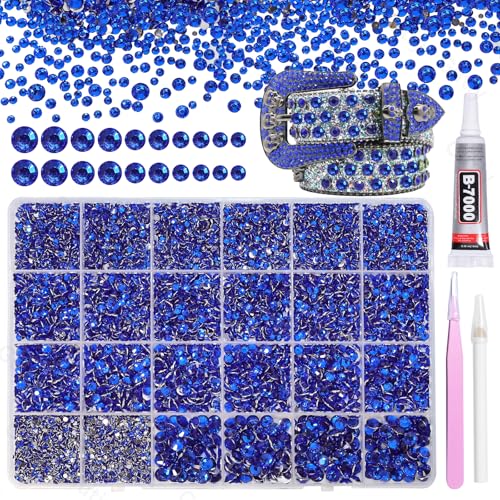 21000Pcs Navy Blue Rhinestones for Bedazzling Kit Mix Sizes Jelly Bedazzling Resin Gems Blue Gems Bedazzling for Crafting Flatback Resin Rhinestones for Craft DIY Face Makeup