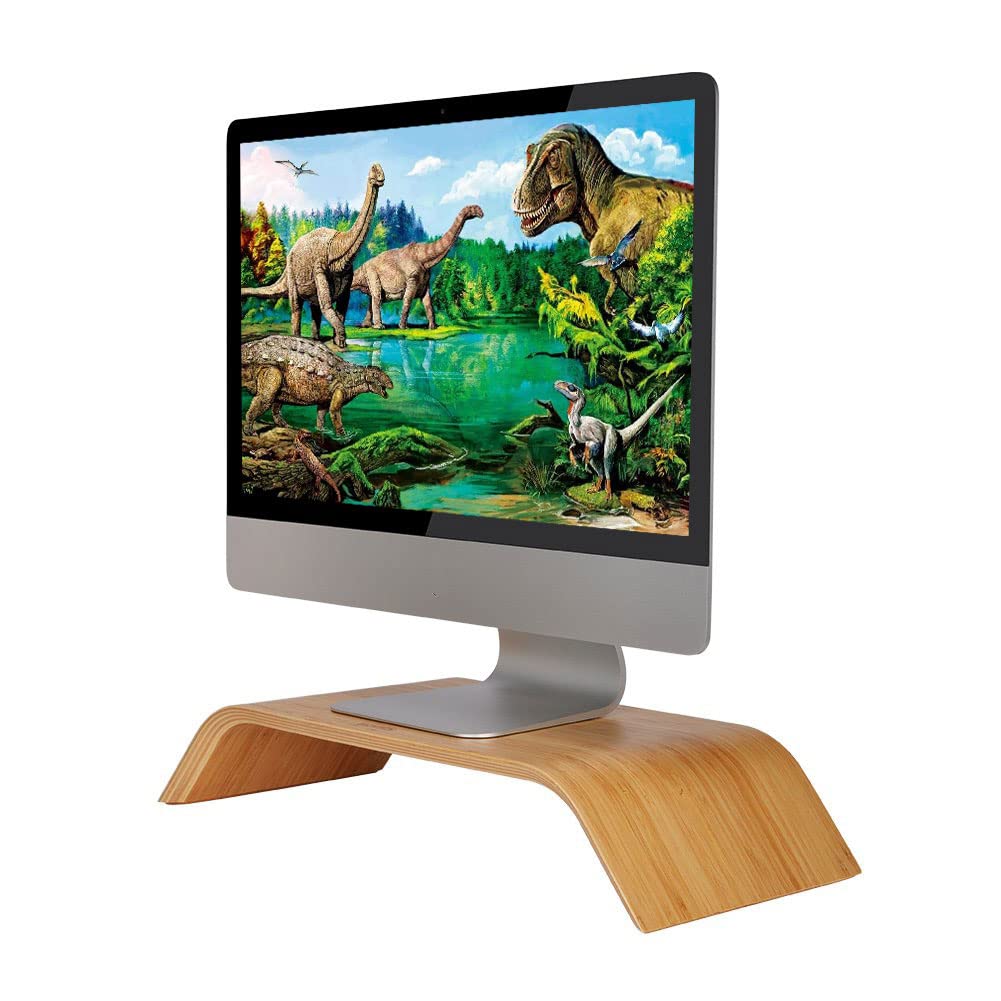 Buy Natural Minimalism Bamboo Wood Small Computer Monitor Stand Riser
