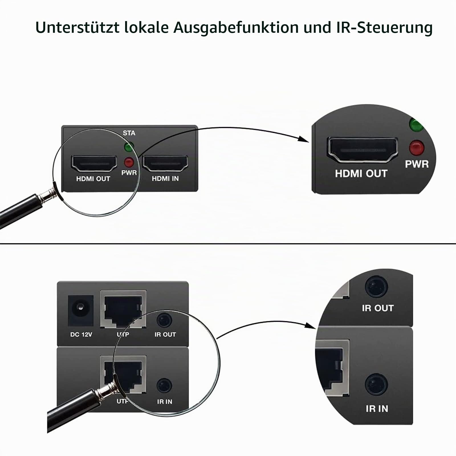 PWAY PW-HT225PIR HDMI Extender 195ft/ 60m Übertragung über Einzelne Cat5e / 6/7 Full HD 1080P Unterstützung IR Steuerung 3D EDID Loop-Funktion