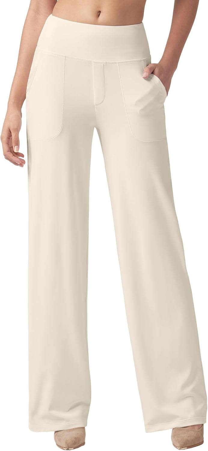 Willit Women's Yoga Pants Wide Leg Dress Work Pants Stretch Casual Pants Slacks with Pockets High Waist 28" 30" 32" - Image 2