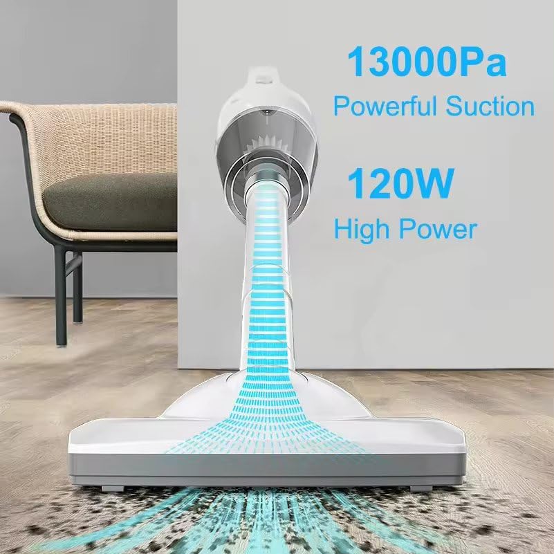 Image of Lufjika Multifunction Handheld Vacuum Cleaner, 13000 Pa Powerful Suction, Rechargeable Battery, Low Noise, Vacuum Cleaner Perfect for Hard Floor, Carpet, Pet Hair, Home, Office, Car (White) (A1)