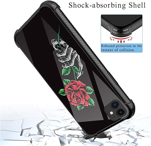 Miniatura 2 de ZHEGAILIAN Funda compatible con iPhone 11, diseño de esqueleto de mano de rosa, compatible con iPhone 11 para niñas, esquinas reforzadas, TPU suave,