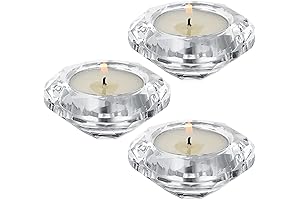 OwnMy Set of 3 Crystal Tealight Holders – Diamond-Shaped Candle Stands