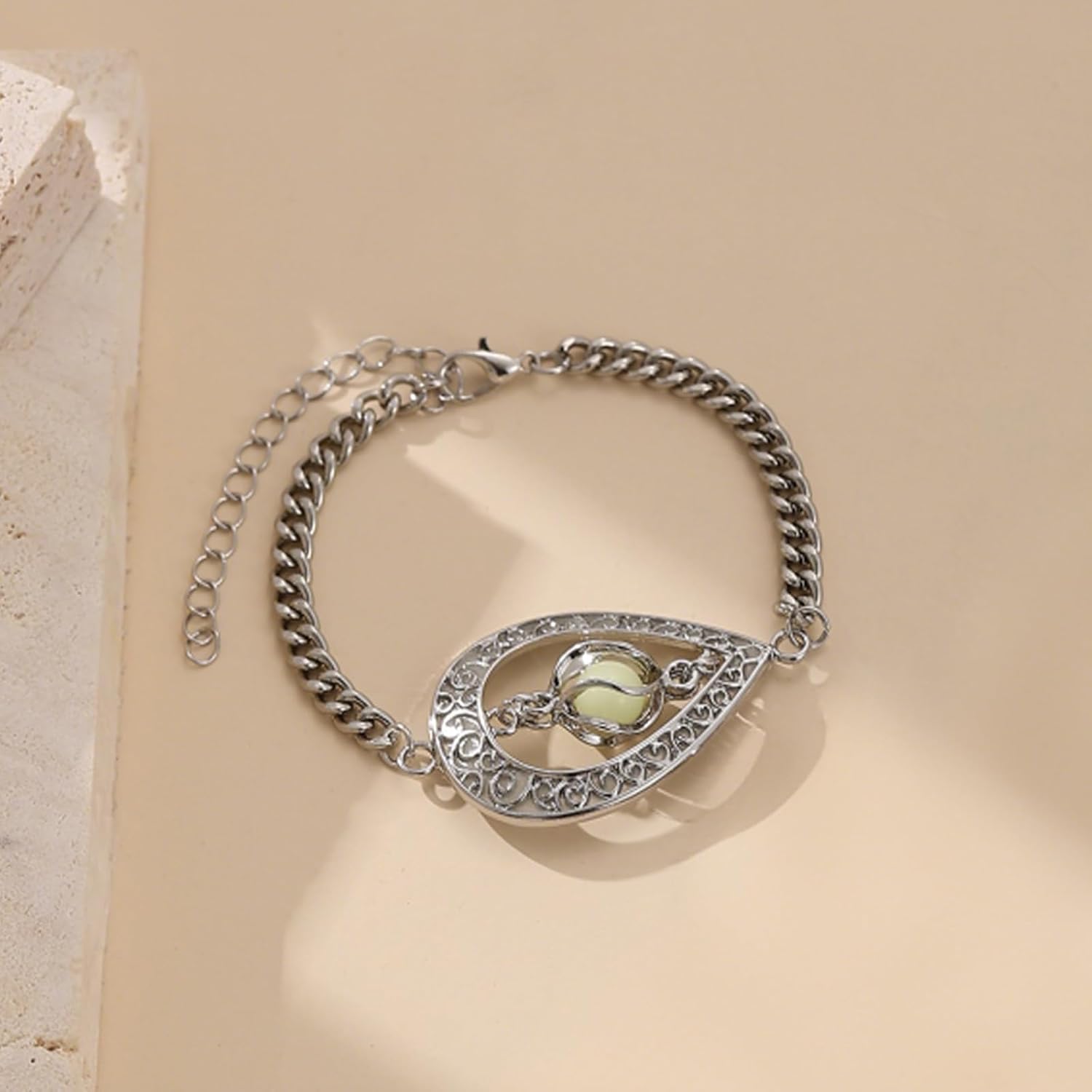 EEQQBZ Glow in The Dark Silver Teardrop shape bracelets,Fantasy Glowing Jewelry bracelets - Image 5