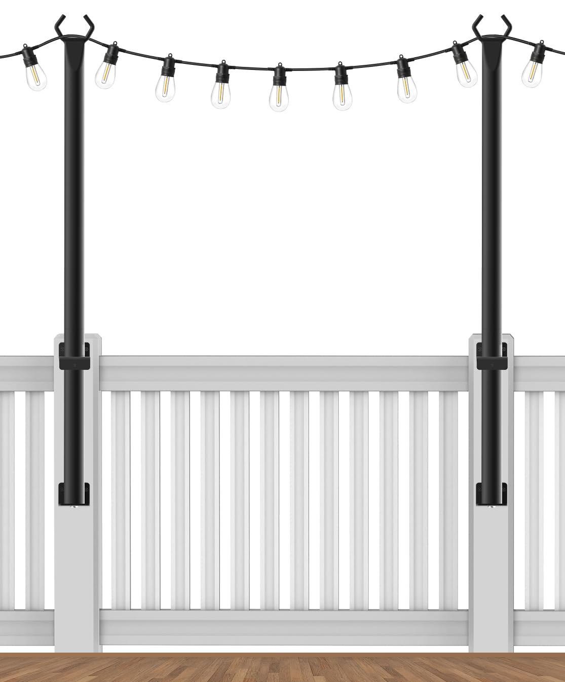 AILBTON Suspension Outdoor String Light Poles,Light Poles for Outside String Lights Hanging,with Clip and Holder,Light Post Mounting Stand for Patio Fence Wall Garden Backyard Deck