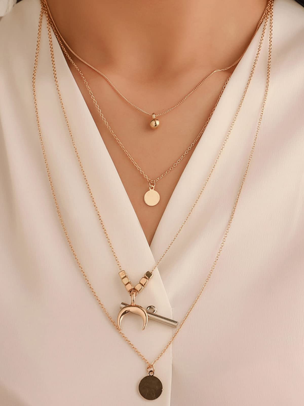 Moon Layered Necklace in Gold