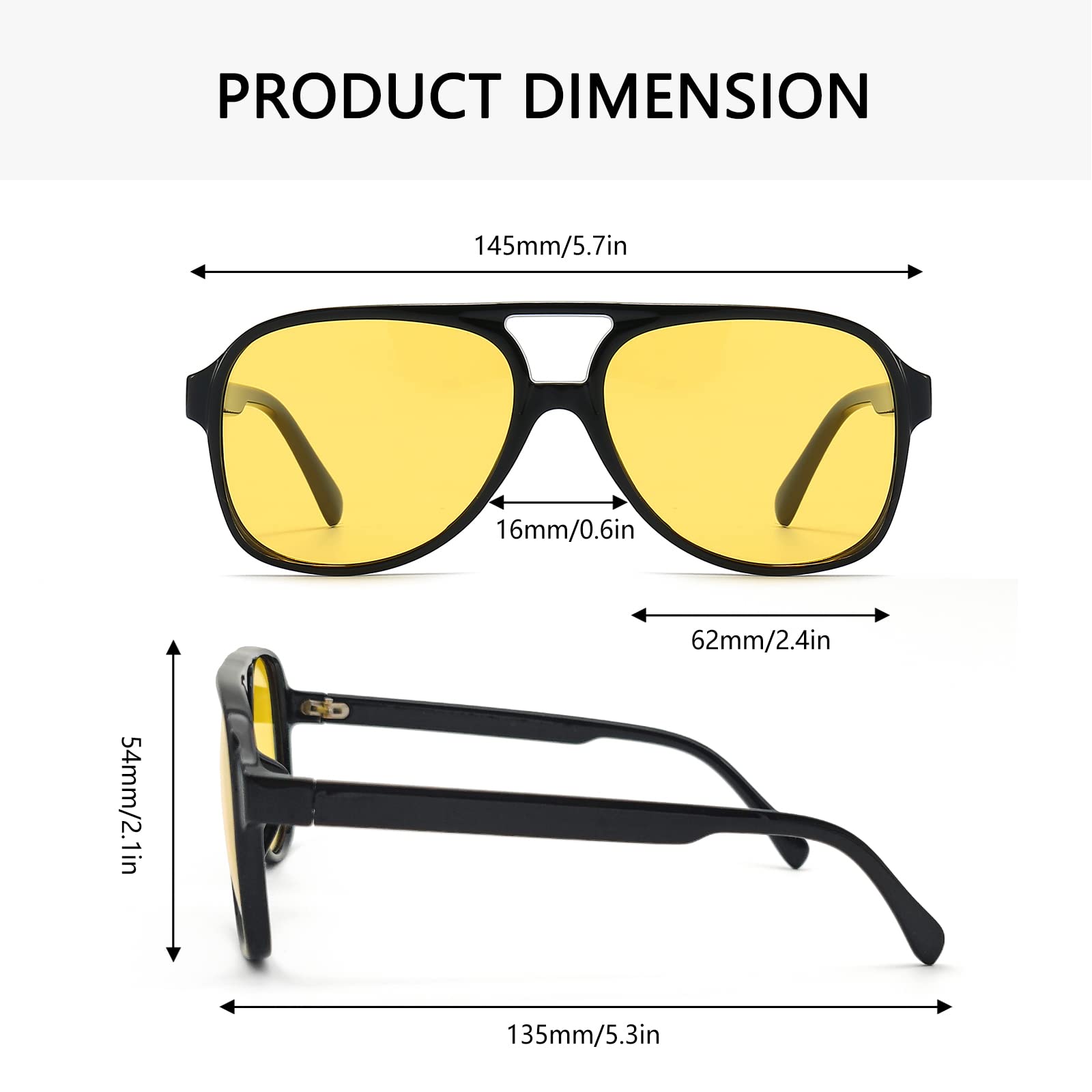 Long Keeper Night Driving Glasses - Night Vision Driving Glasses Anti Glare Polarised Yellow Sunglasses 70s Style for Mens Womens - Image 3