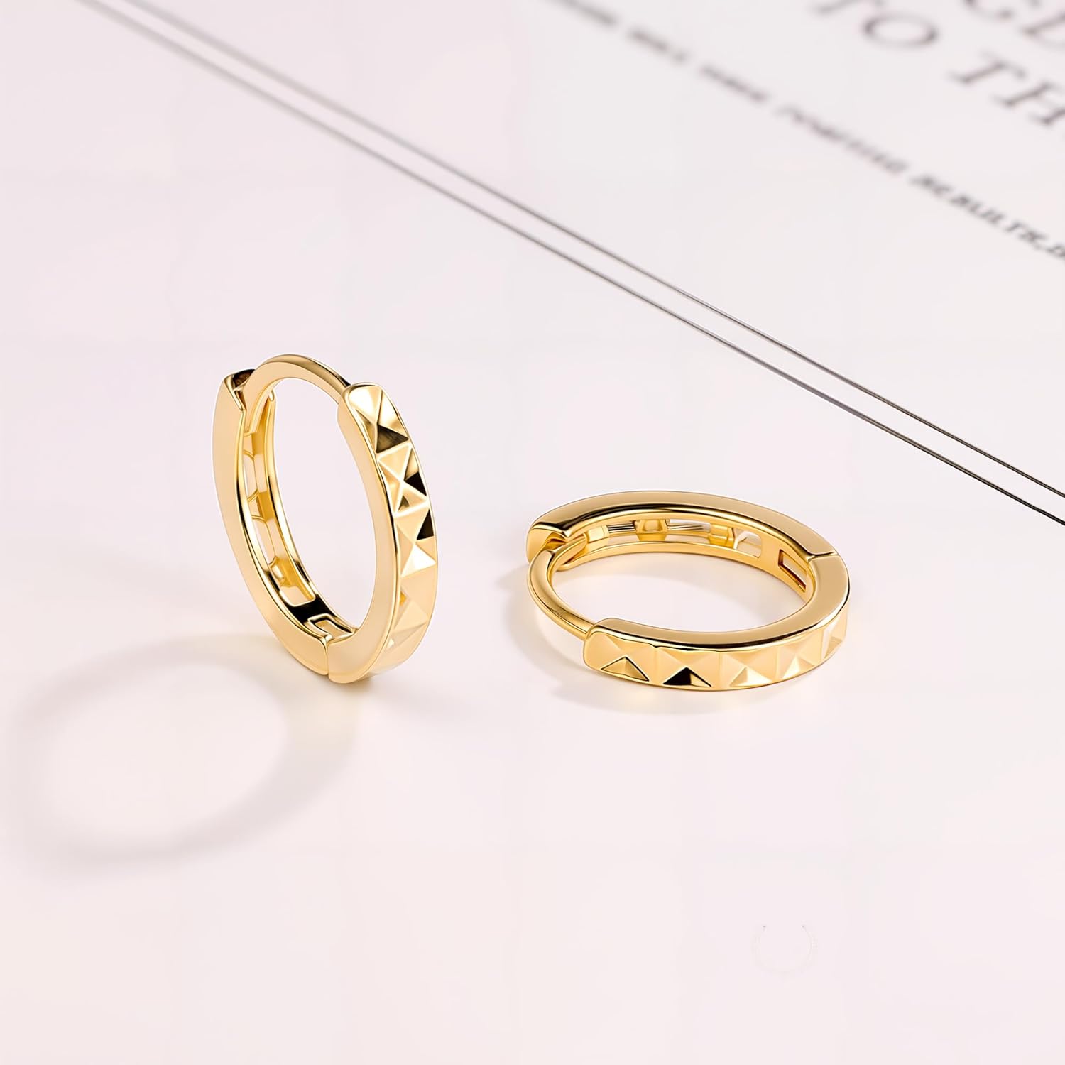 DAILY VIBES Small Gold Huggie Earrings for Women 14K Gold Plated Hypoallergenic Dainty Mini Cubic Zirconia Star Cross Cartilage Hoop Earrings - Image 6