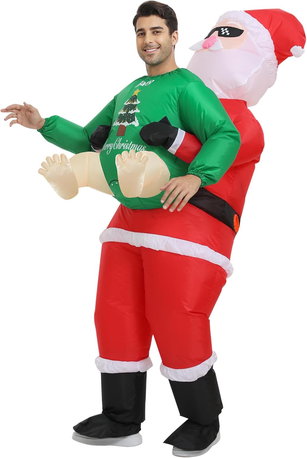 Searhmomo Inflatable Santa Costume for Adult, Christmas Inflatable Costume Santa Claus Blow Up Costumes for Men Women Christmas Cosplay Party