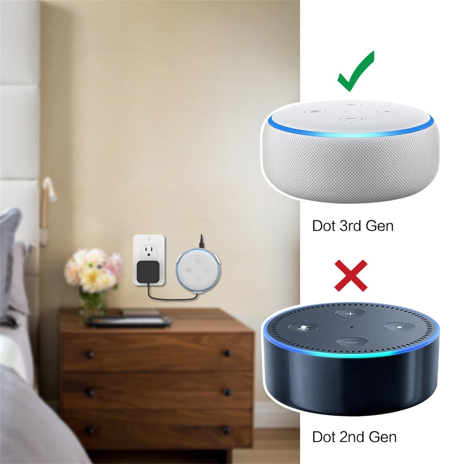 Supporto Parete Per Echo Dot 3a Gen - Ricarica Integrata, Gestione Cavi - Foto 7