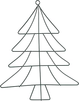 Christmas Tree Shaped Metal Wreath Frame - Iron Wire Wreath Form - 12.89x9.82 x 0.08 mas Garland Frame Hanging Ornament for Holiday Parties DIY Garland Supplies Green