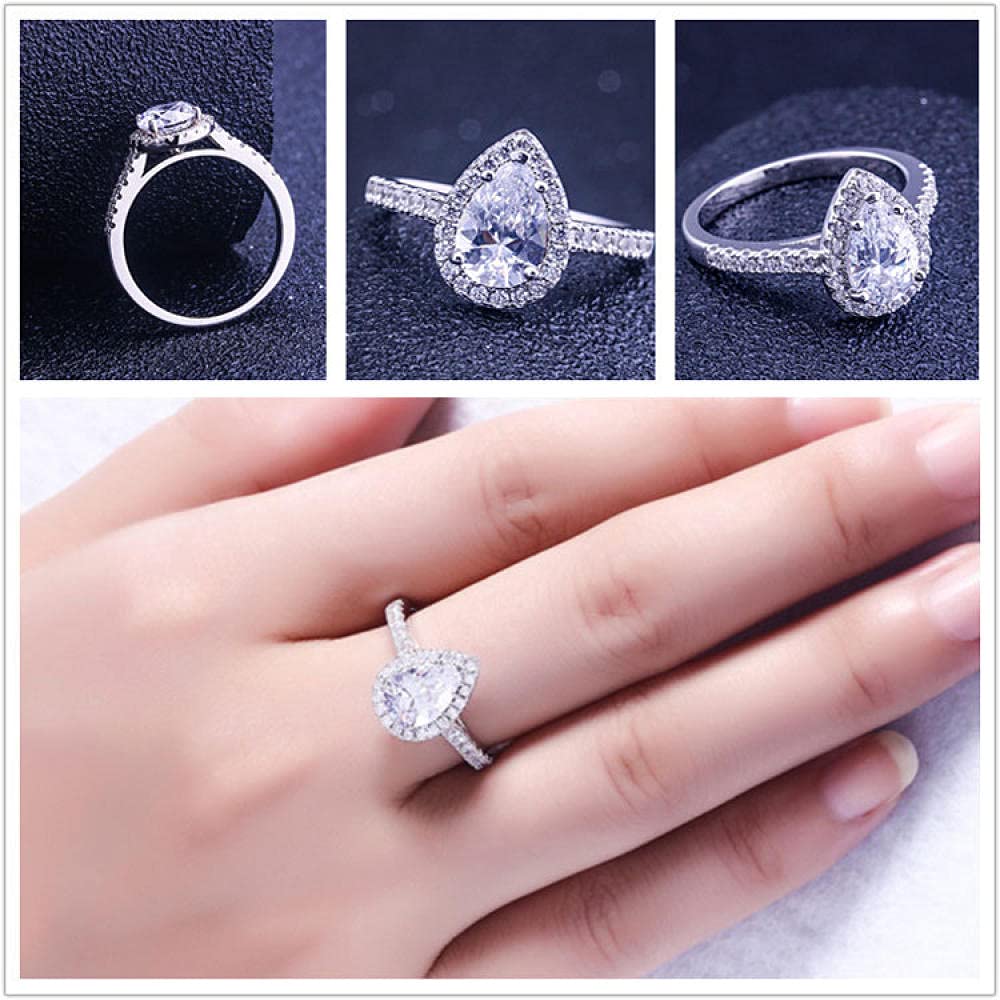 Silberring-Set, Verlobungsringe für Sie, platiniertes 925er-Sterlingsilber, Elegantes Temperament, Schlichte Persönlichkeit, eingelegte Zirkon-Eheringe für Frauen/Mädchen/Frau/Freundin